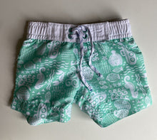 Load image into Gallery viewer, Target baby boy size 0-3 months green ocean swim shorts, VGUC
