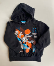 Load image into Gallery viewer, Space Jam kids size 4 black hooded pullover jumper Tune Squad, GUC
