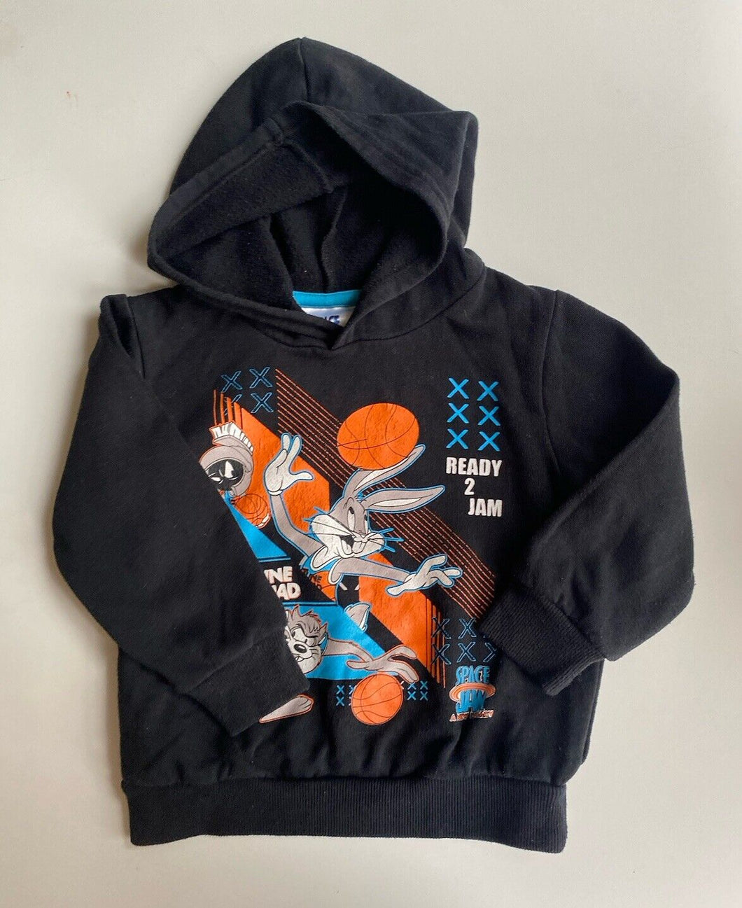 Space Jam kids size 4 black hooded pullover jumper Tune Squad, GUC