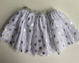 Charlie & Me kids girls size 4 white silver spotted tutu skirt, VGUC