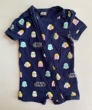 Load image into Gallery viewer, Cotton On baby x Star Wars size 12-18 months navy blue romper logos, VGUC
