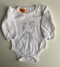 Load image into Gallery viewer, Pumpkin Patch baby size newborn white long sleeve bodysuit top deer, VGUC
