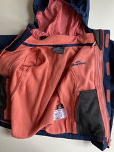 Load image into Gallery viewer, Kathmandu kids girls size 2 navy blue pink hooded jacket jumper set, VGUC
