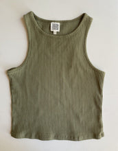 Load image into Gallery viewer, Seed Teen kids girls size 12 olive green ribbed tank top cropped, VGUC
