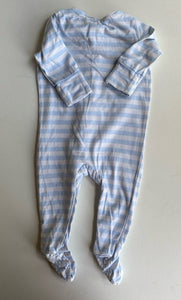 Cotton On baby size 0-3 months light blue white stripe one-piece zip, VGUC