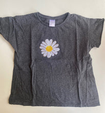 Load image into Gallery viewer, Mini Mango kids girls size 14 grey silver speckled t-shirt sequin flower, VGUC
