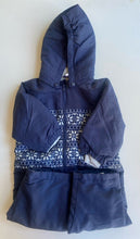 Load image into Gallery viewer, Lupilu baby size approx. 6-12 months navy blue snowflake hooded snow suit, VGUC
