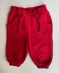 Purebaby baby size 3-6 months red drawstring track pants, EUC