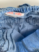 Load image into Gallery viewer, Jack &amp; Milly baby girl size 12-18 months blue chambre denim ruffle bloomers VGUC
