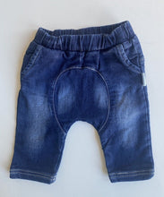 Load image into Gallery viewer, Korango baby size 0-3 months dark blue denim pull on elastic waist pants, VGUC
