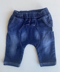 Korango baby size 0-3 months dark blue denim pull on elastic waist pants, VGUC