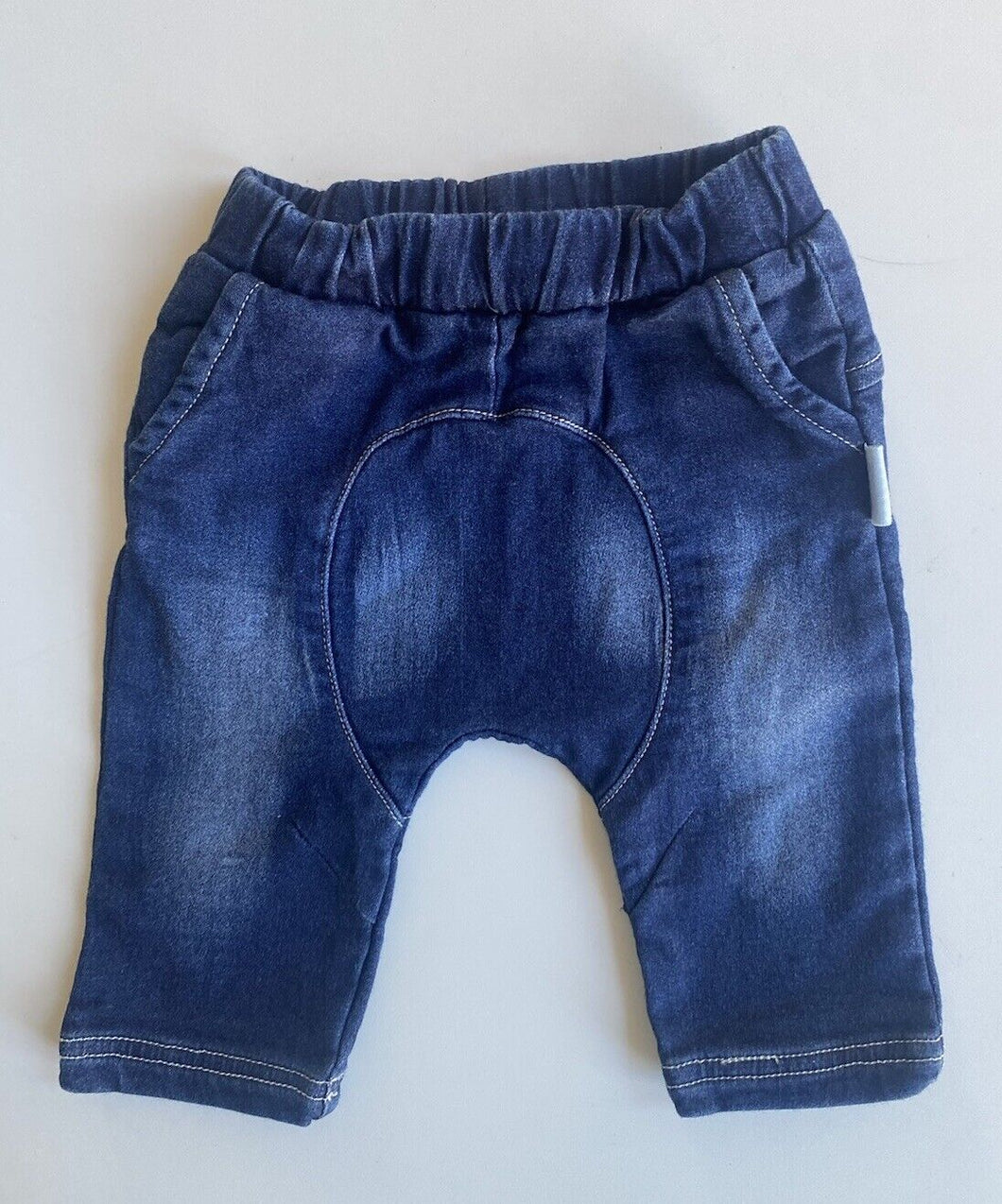 Korango baby size 0-3 months dark blue denim pull on elastic waist pants, VGUC