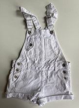 Load image into Gallery viewer, Zara kids girls size 6 white distressed denim shortalls one-piece, GUC
