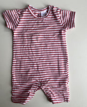 Load image into Gallery viewer, Cotton On baby girl size 0-3 months pink white stripe romper one-piece, VGUC
