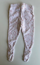 Load image into Gallery viewer, Bebe by Minihaha baby girl size 3-6 months pink swans footed leggings pants VGUC
