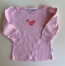 Load image into Gallery viewer, Marquise baby girl size 0-3 months pink white stripe long sleeve top bird, VGUC
