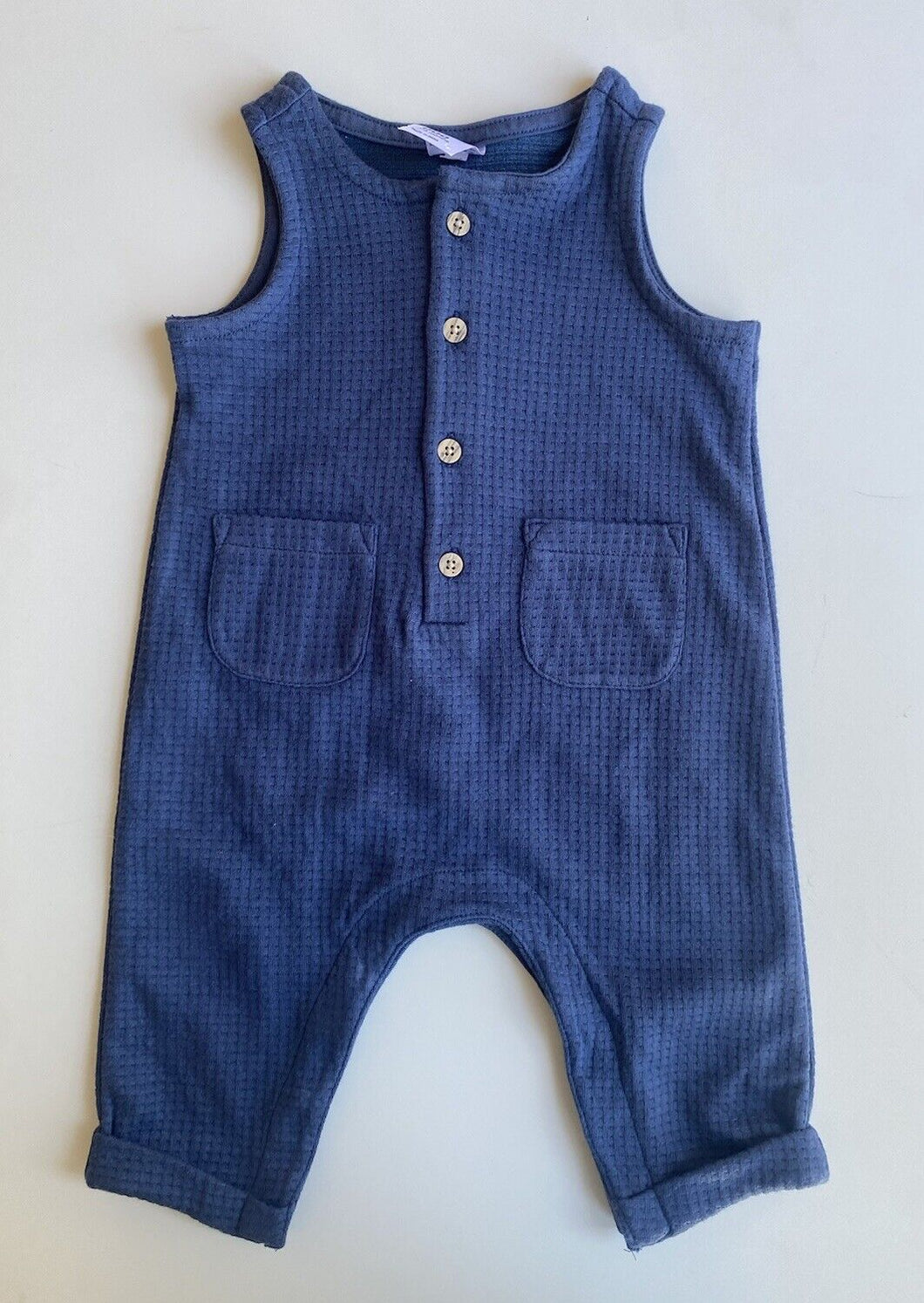 Anko baby size 0-3 months blue one-piece jumpsuit pockets, VGUC