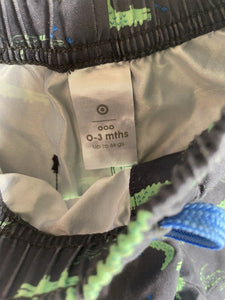 Target baby boy size 0-3 months black green crocodile shorts, VGUC