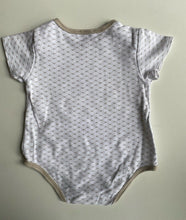 Load image into Gallery viewer, Armani baby size 3-6 months white brown patterned bodysuit top, VGUC
