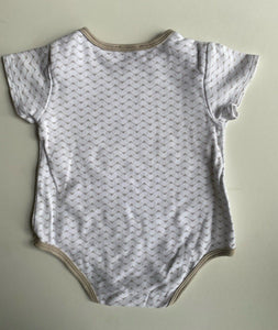 Armani baby size 3-6 months white brown patterned bodysuit top, VGUC