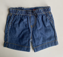 Load image into Gallery viewer, Sprout baby size 0-3 months blue denim drawstring shorts, VGUC
