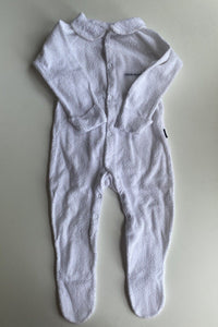 Bonds baby size 12-18 months white Terry towelling wondersuit collared, VGUC