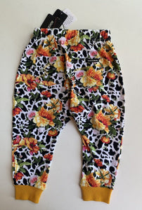 Rock Your Baby baby girl size 18-24 months black orange floral pants, BNWT