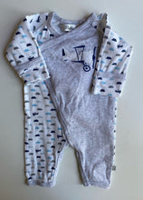 Load image into Gallery viewer, Bebe by Minihaha baby size newborn blue grey plane one-piece, VGUC
