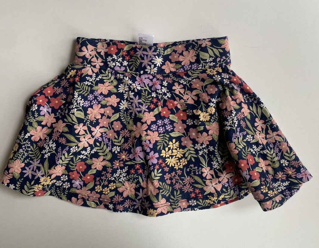 Anko kids girls toddler size 2 blue pink floral stretch circle skirt, VGUC