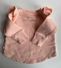 Load image into Gallery viewer, Wilson &amp; Frenchy baby girl size 0-3 months peach pink frill sleeve jumper, VGUC
