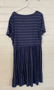 Ripe women's size XL maternity blue white stripe t-shirt dress, VGUC