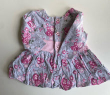 Load image into Gallery viewer, Tiny Little Wonders baby girl size 0-3 months grey pink floral dress bow, VGUC
