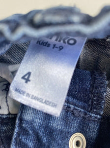 Anko kids size 4 dark blue denim straight leg jeans pants, VGUC