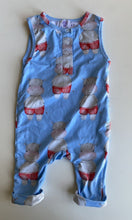 Load image into Gallery viewer, Cheeky Chickadee baby size 1T blue hippo romper one-piece, VGUC
