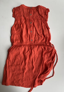 Ouch kids girls size 7 red orange belted dress, VGUC