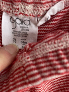 Gaia baby size 3-6 months red white stripe footed leggings pants, GUC