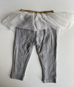 Ollie's Place baby girl size 6-12 months grey leggings tutu skirt, VGUC