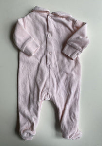 Tiny Little Wonders baby girl size 0-3 pink velour collared one-piece fox, VGUC