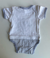 Load image into Gallery viewer, Bebe by Minihaha baby size 0-3 months white grey bodysuit elephant, VGUC
