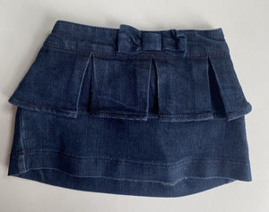 Target baby girl size 12-18 months dark blue denim pleated skirt, VGUC