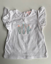 Load image into Gallery viewer, Country Road baby girl size 3-6 months white short sleeve top cactus, VGUC
