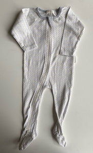 Purebaby baby size 3-6 month white grey yellow patterned one-piece growsuit VGUC