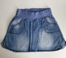 Load image into Gallery viewer, Boa Bab kids girls size 6 years blue denim elastic waist skirt, GUC
