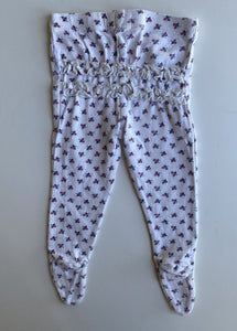 Purebaby baby girl size 3-6 months white pink floral footed leggings pants, VGUC