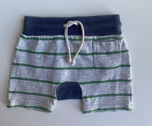 Load image into Gallery viewer, Country Road baby size 3-6 months grey green stripe elastic waist shorts, VGUC
