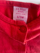 Load image into Gallery viewer, U.S. Polo Assn. baby girl size 6-9 months red cropped button up cardigan, VGUC
