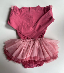 Rock Your Baby baby girl size 18-24 months pink tutu dress face, GUC