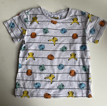 Load image into Gallery viewer, Pokemon kids boys size 7 grey stripe character t-shirt top, VGUC
