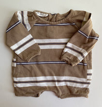 Load image into Gallery viewer, Tiny Trove baby size 6-12 months brown stripe romper one-piece, GUC
