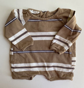 Tiny Trove baby size 6-12 months brown stripe romper one-piece, GUC